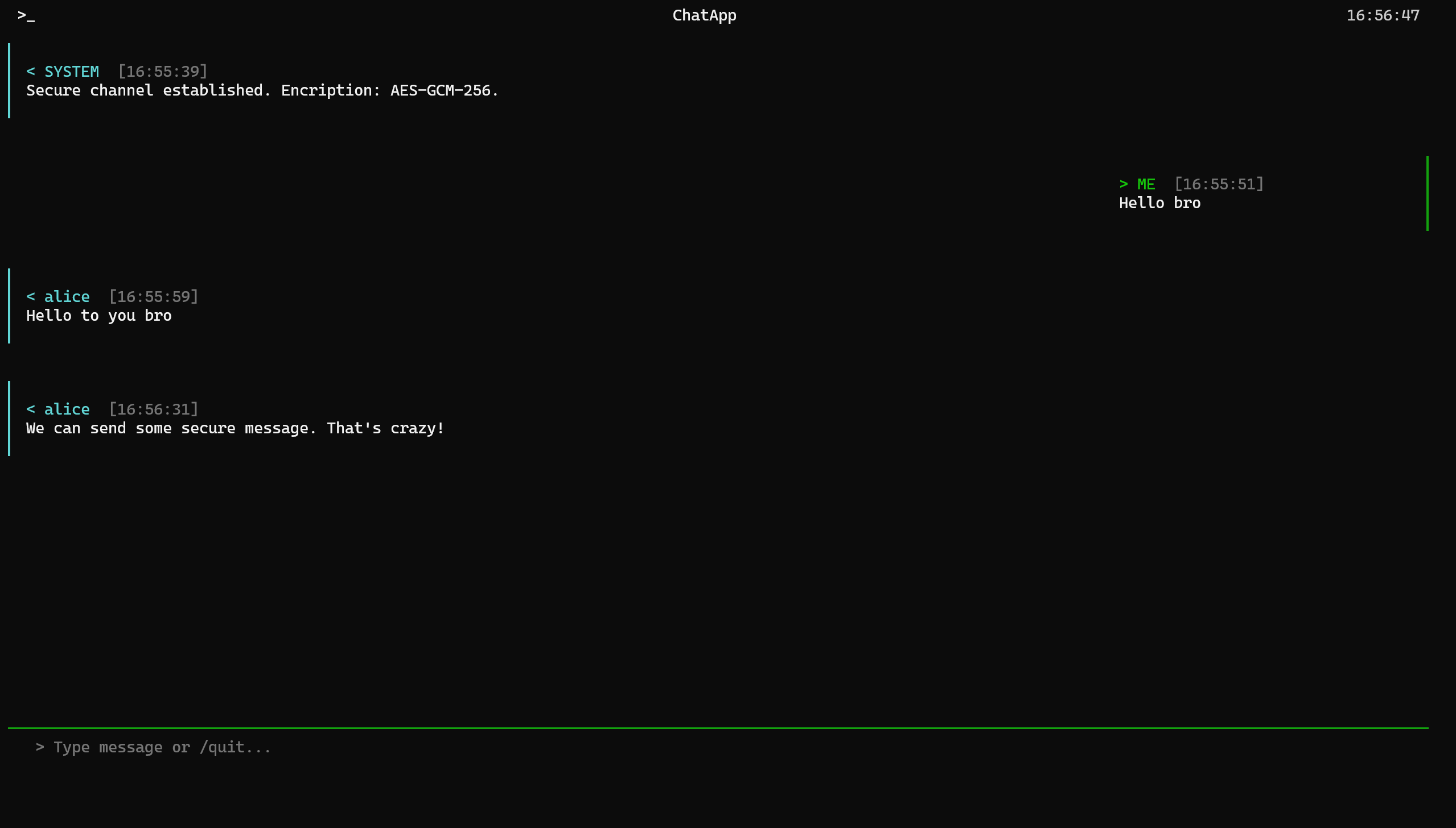 Chat Screen TUI Showcase